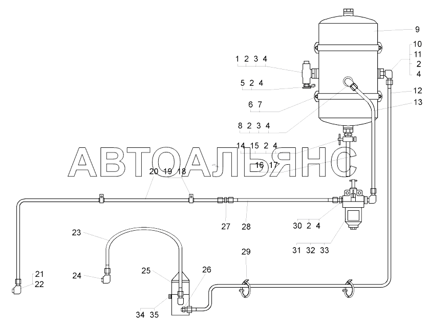 Монтаж трубопроводов компрессора (75570-3500016-10);Mounting of compressor pipelines