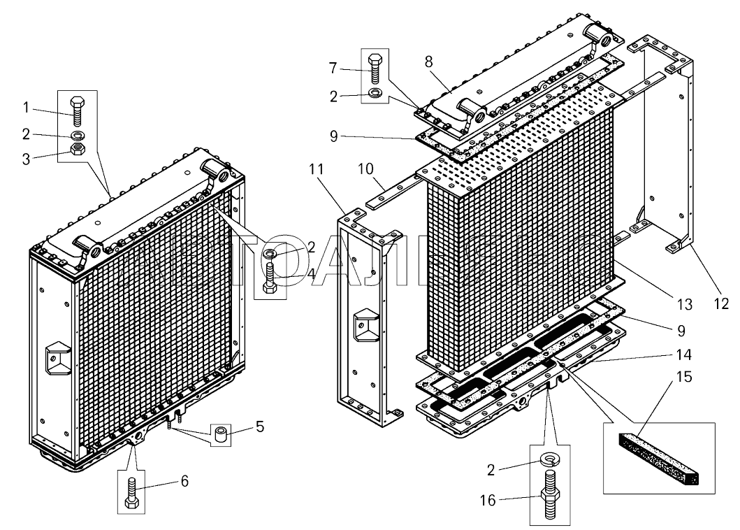 Радиатор водяной (ширина 800 мм);Water radiator (width 800 mm)